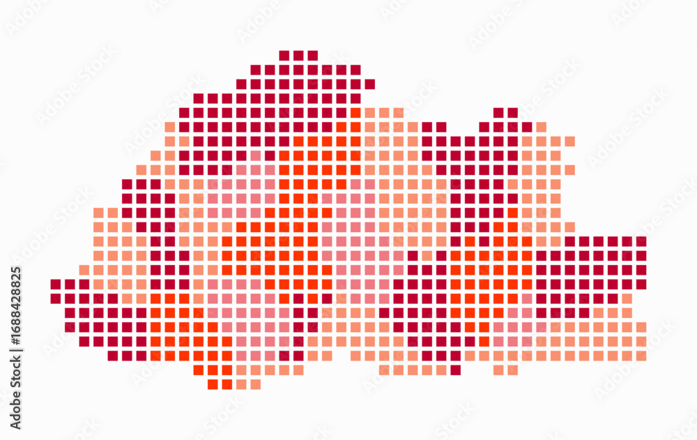 Poster bhutan dotted map. digital style map of the country on white background. bhutan shape with square do