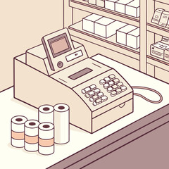 Vintage Cash Register on a Store Counter