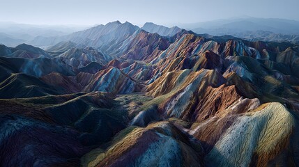 Drone capture of undisturbed rainbow mountains