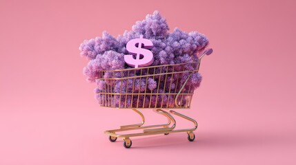 A shopping cart with dollar sign on it.