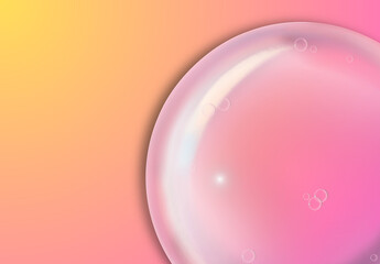 pink bubble background. Realistic cosmetic serum drop Texture of liquid drops serum gel or collagen skin care