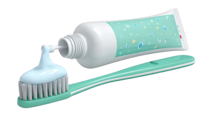 Mint Green Toothpaste Squeezing Onto Toothbrush