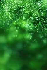 A vibrant cascade of bokeh lights, in shades of lush green, creates an abstract and ethereal visual. Blurred circles dance, evoking a sense of depth and magic