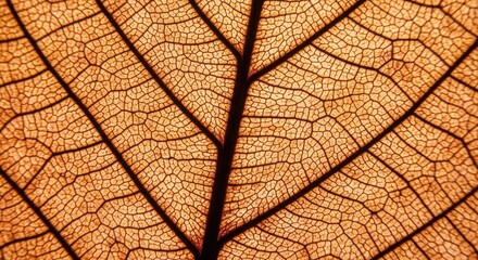 Obraz premium Intricate Veins of a Dry Autumn Leaf Macro View
