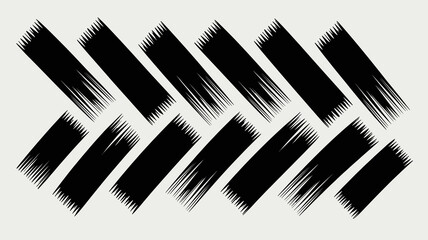 Naklejka premium Dynamic abstract black brush strokes create a modern chevron pattern, perfect for bold design backgrounds and energetic branding.