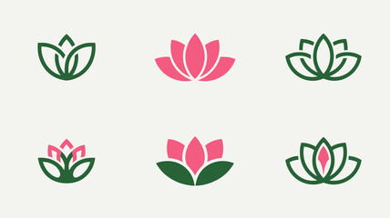 Elegant lotus flower logo designs conveying peace, growth, and natural beauty for wellness brands and spa businesses seeking a serene visual identity.