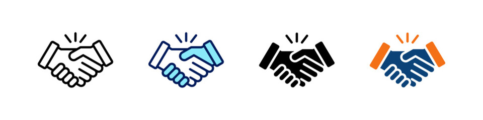 Handshake All In One Icon Multi Styles Vector Set