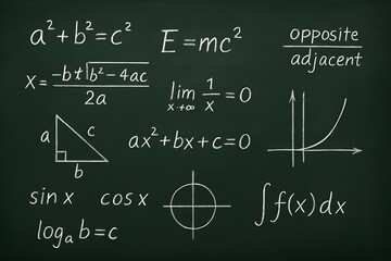 chalkboard with mathematics equations and formulas