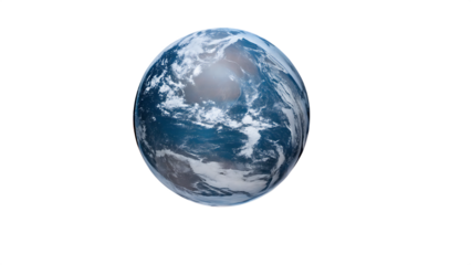 Planet earth blue white clouds isolated on a transparent background globe world