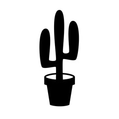 black and white illustration of cactus icon