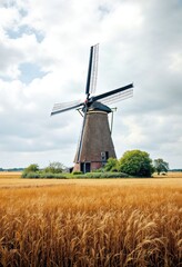 windmill in danish agricultural landscape