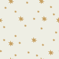A seamless pattern with yellow stars, a simple design. Digital paper, for surface design, kids clothing, print