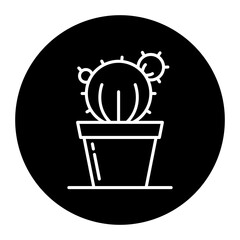 black and white illustration of cactus icon