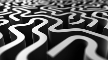 3D wavy lines forming a complex maze-like structure