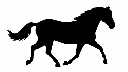 Obraz premium Silhouette of a horse running with its mane and tail flowing in the wind on a white background design