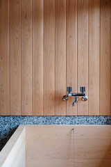 Vintage Wooden Door Interior with Metal Handle