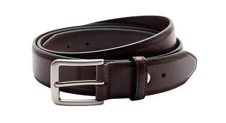 Elegant dark brown leather belt with a silver buckle for formal occasions
