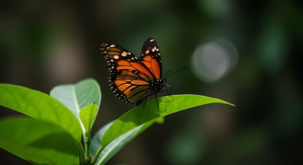 Fototapeta premium Monarch butterfly on leaf