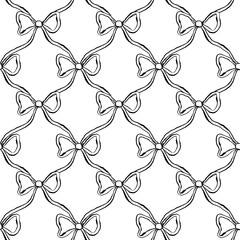 seamless pattern with bow doodle line