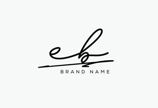 EB letter elegant cursive beauty handwriting logo.