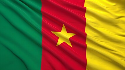 Cameroon National Flag with Realistic Fabric Texture