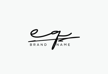EQ letter elegant cursive beauty handwriting logo.