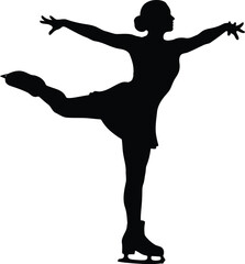 Silhouette of a female figure skater performing an artistic pose on ice vector
