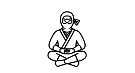 Silhouetted Ninja in Meditation Pose.