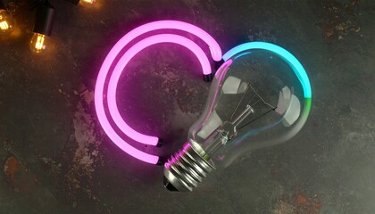 Fototapeta premium Lightbulb, neon, creative, idea