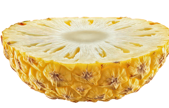 Cross Section of Ripe Pineapple on Transparent Background