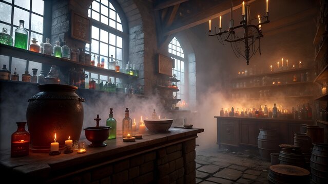 Witch&rsquo;s Potion Lab Halloween Scene