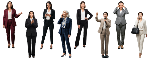 Collection of diverse businesswomen in various poses.