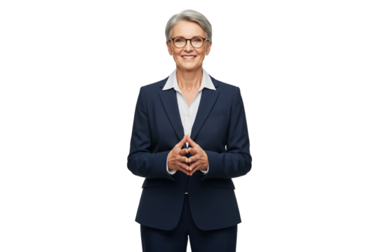 A smiling senior businesswoman with glasses. - Powered by Adobe