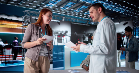 Dynamic Team Of Sales Representatives Engaging Multiracial Crowd