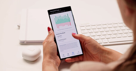 Girl Using Budgeting App On Phone