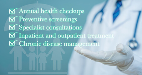 Doctor healthcare checklist annual health checkups preventive screenings specialist consultations...