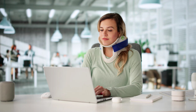 Injured Worker Wearing Neck Brace Compensates