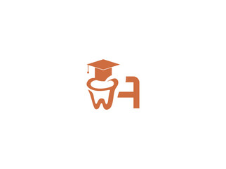 Adobe IllustraVector logo design of dental health with a graduation cap symbolizing education and knowledge. Tooth icon represents oral care, dentistry, and dental clinic. Modern minimalisttor a