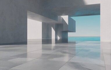 Modern Concrete Structure with Ocean View