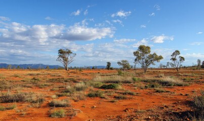 A vast, arid landscape under a partly cloudy sky