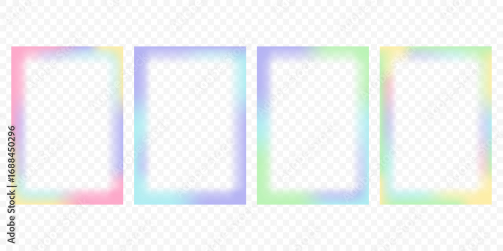 Poster abstract gradient frame. cute vector blurred border. vector glowing template. girly light neon paste