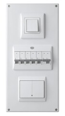 Modern electrical panel with switches and circuit breakers