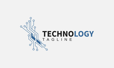 Innovative technology logo template with geometric lines and modern abstract symbol for branding
