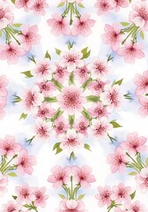 Watercolor cherry blossom kaleidoscope pattern for background decoration