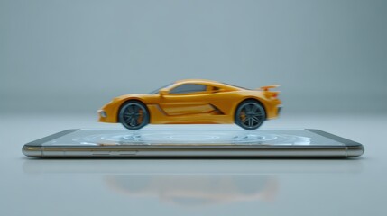 A miniature car on a white table.