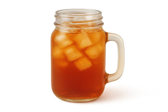 Refreshing iced tea in a mason jar glass with transparent background - Powered by Adobe