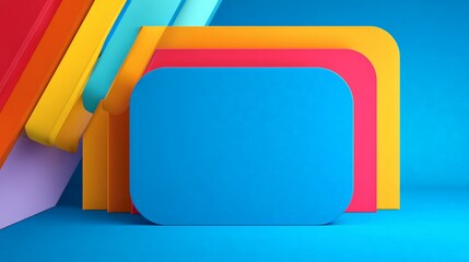 A stack of colorful banners on bright backdrop.