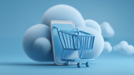 A stylized representation of online shopping or e-commerce