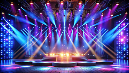 Luxury glowing stage performance lights elegant concert background with glamorous luxury glowing spotlight design