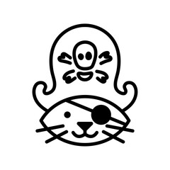 Pirates cat line icon on white background.